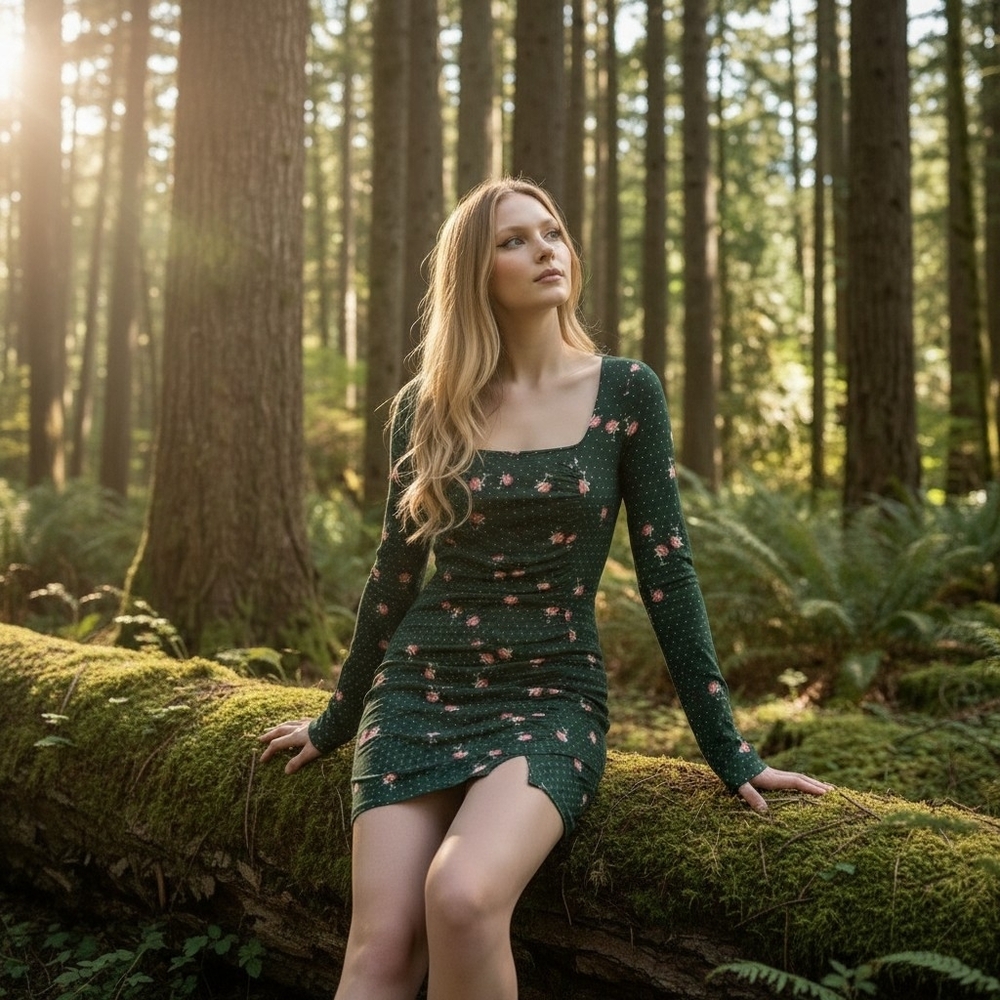 ​Free People Celia Mini Dress - Emerald Jewel Floral - Size SP